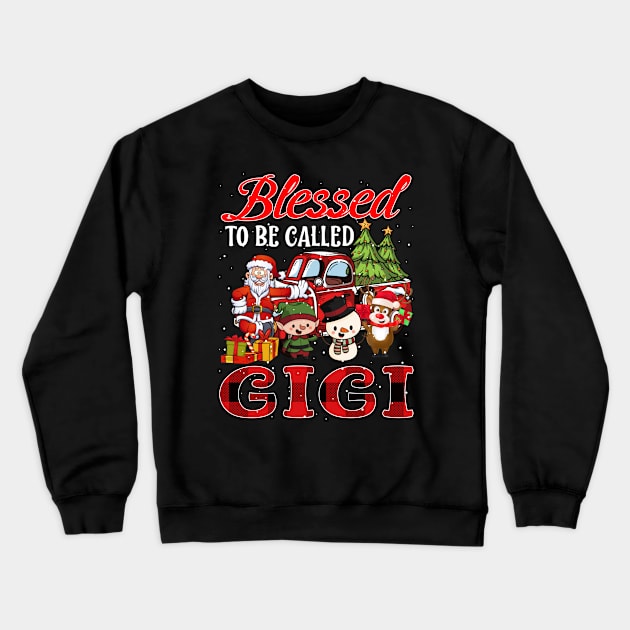 Blessed To Be Called Gigi Christmas Buffalo Plaid Truck Crewneck Sweatshirt by intelus